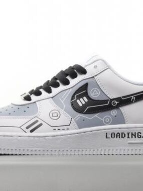 Men's White & Gray Graphic Ps5 Low-Top Sneakers — Tech-Inspired Style